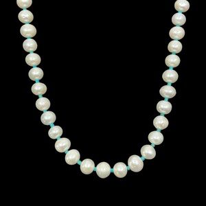 Sterling silver 12mm Pearl & heishi turquoise bead necklace
